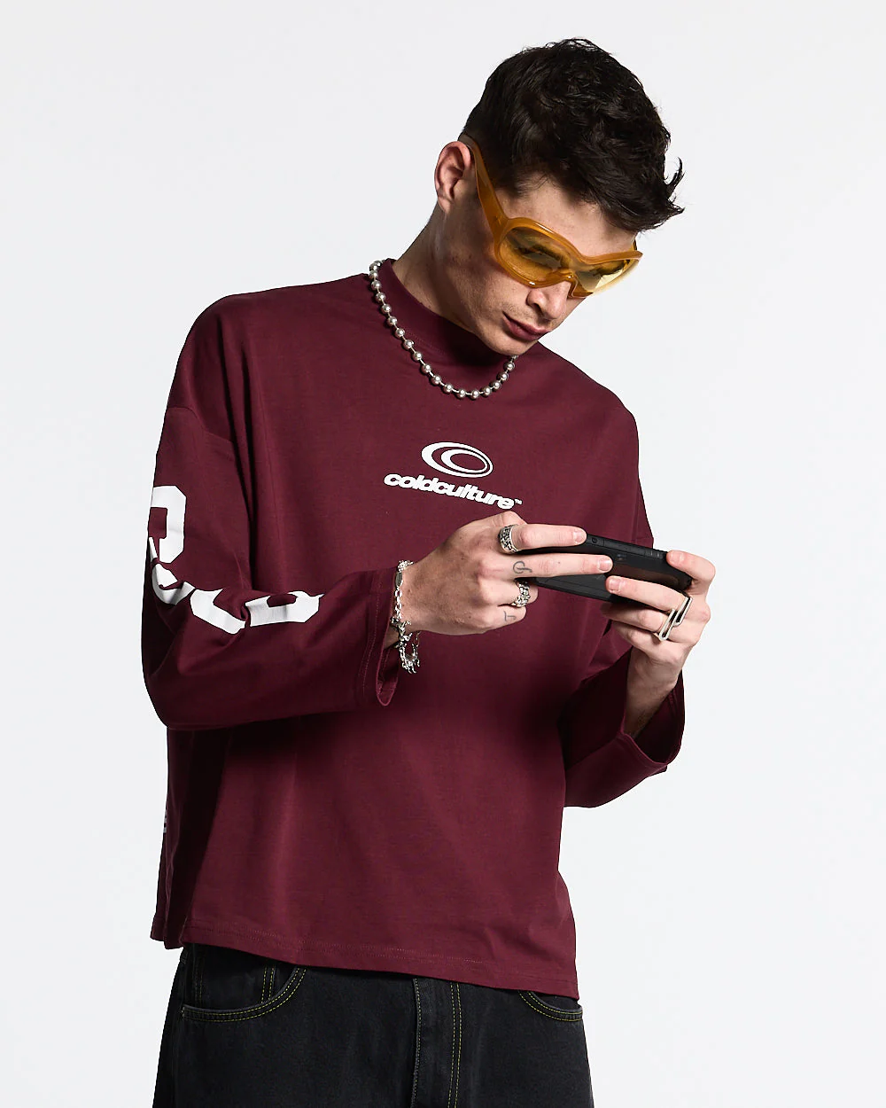 55 FLAMES LONGSLEEVE BURGUNDY - Image 4