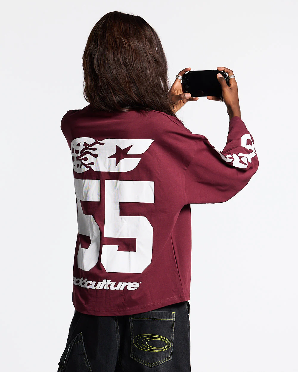 55 FLAMES LONGSLEEVE BURGUNDY - Image 5