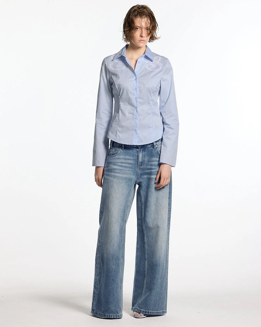 55 LACE SHIRT BABY BLUE - Image 5