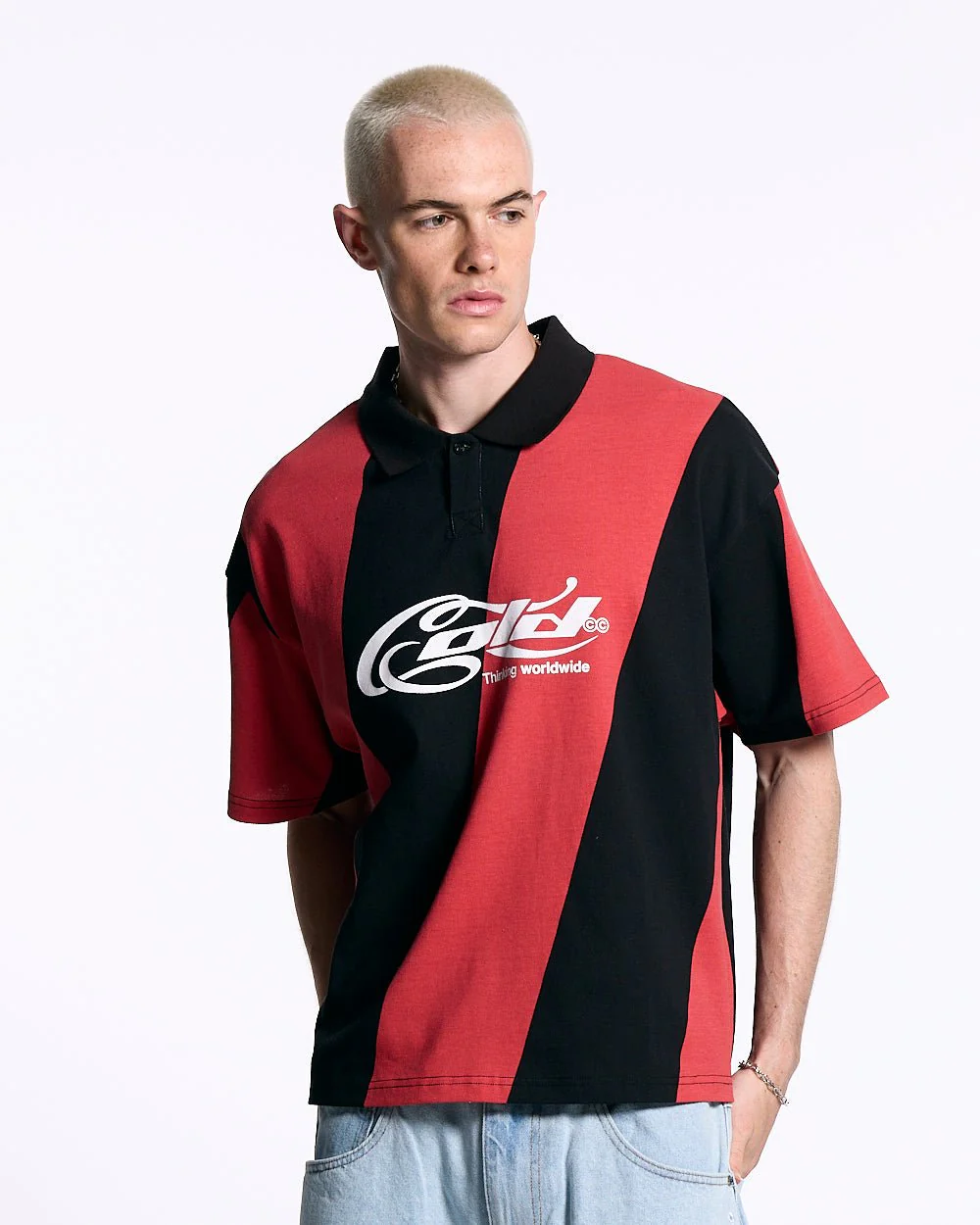ASLANT STRIPES POLO TEE BLACK AND RED - Image 2