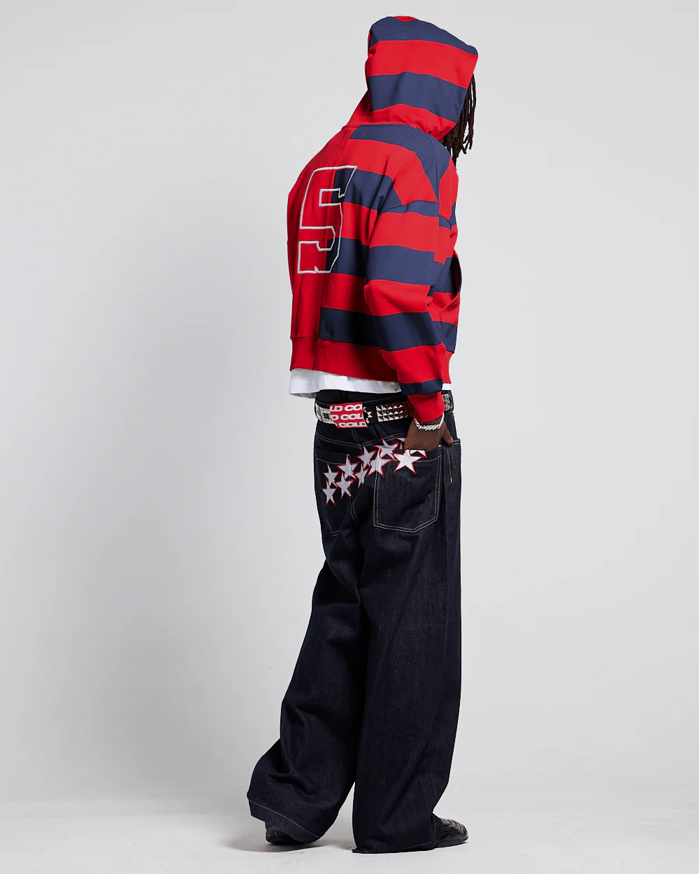 BARNA ZIP HOODIE RED & DARK BLUE - Image 4