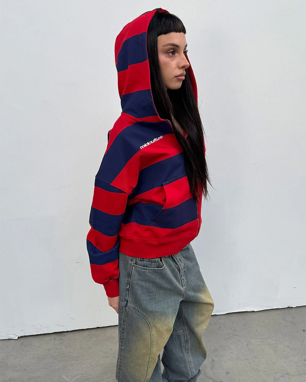 BARNA ZIP HOODIE RED & DARK BLUE - Image 7