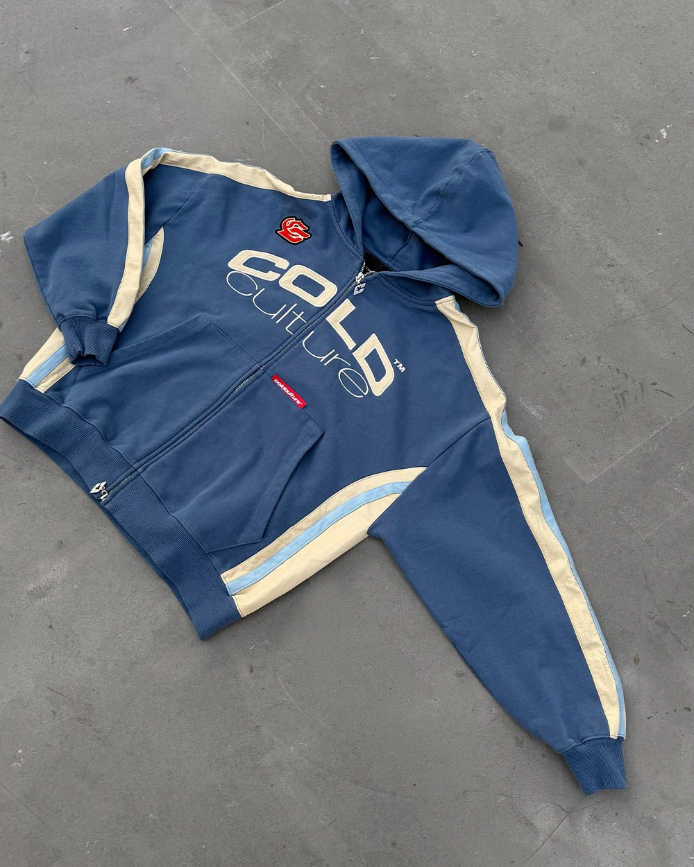 BIKER ZIP HOODIE NAVY - Image 8