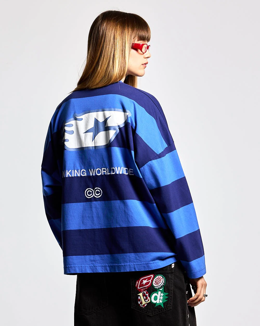 BURNIN STRIPES LONGSLEEVE BLACK AND BLUE - Image 5