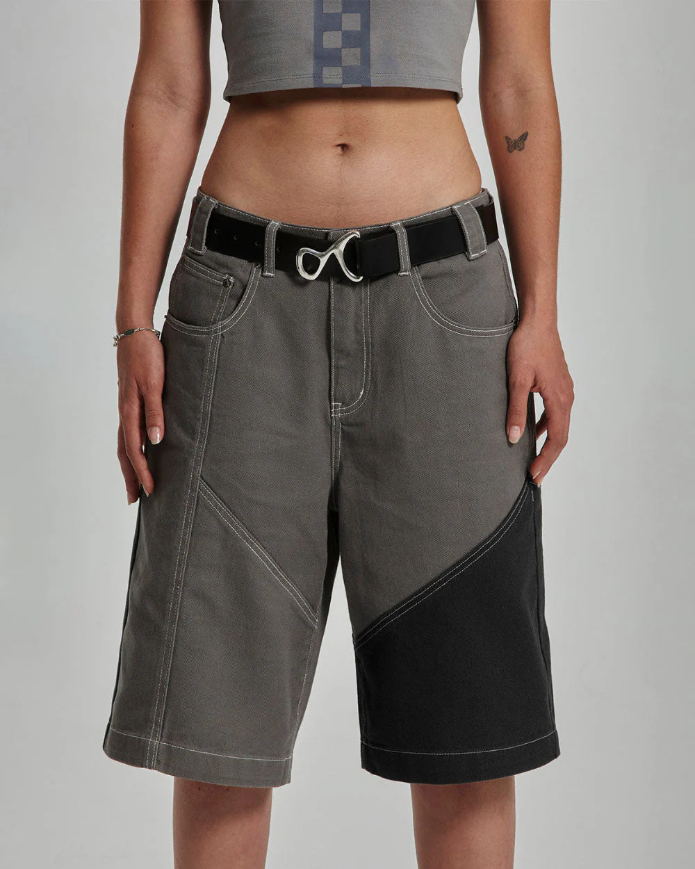 BUTTERFLY V2 SHORTS GREY/BLACK DENIM - Image 3
