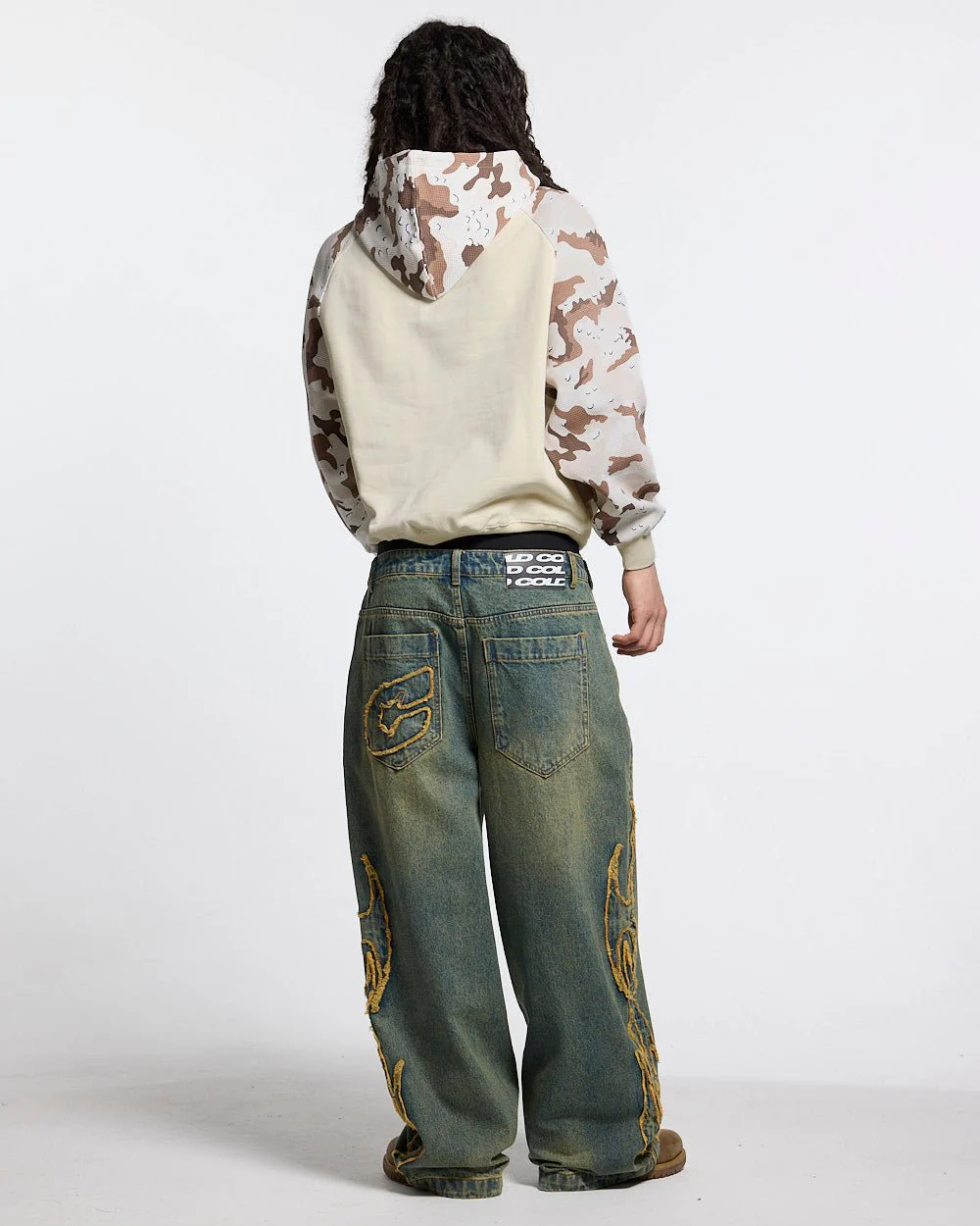 CHIPPED WAFFLE HOODIE BEIGE - Image 4