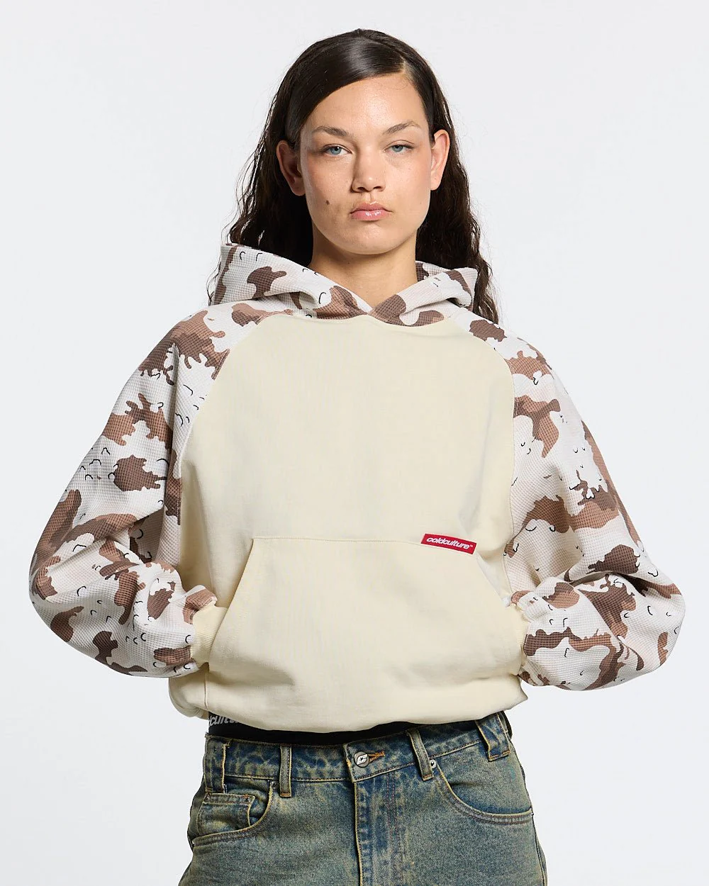 CHIPPED WAFFLE HOODIE BEIGE - Image 5