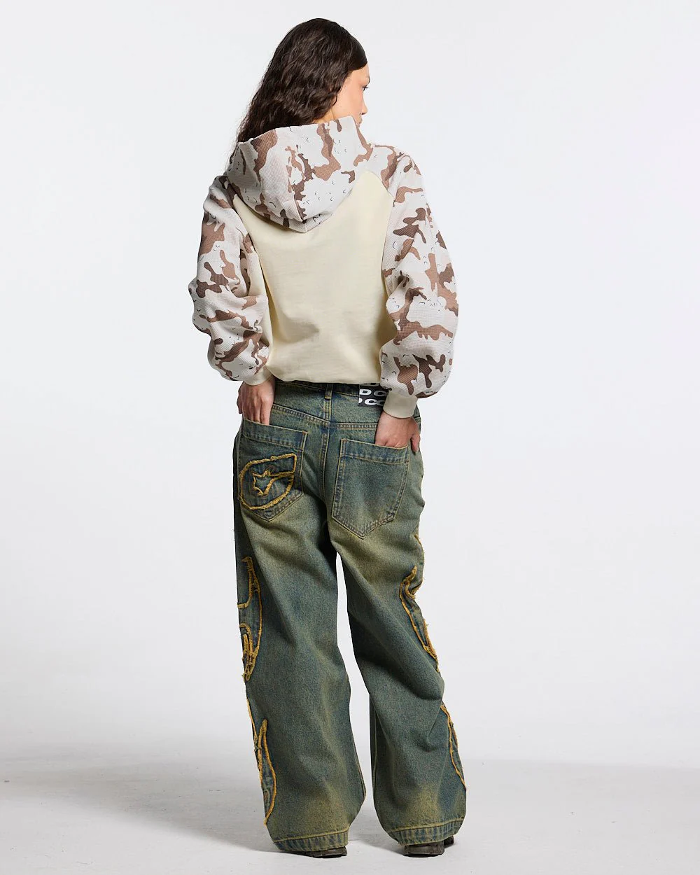 CHIPPED WAFFLE HOODIE BEIGE - Image 6