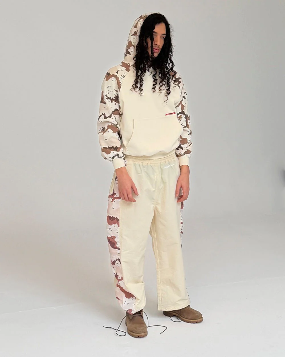 CHIPPED WAFFLE HOODIE BEIGE - Image 7