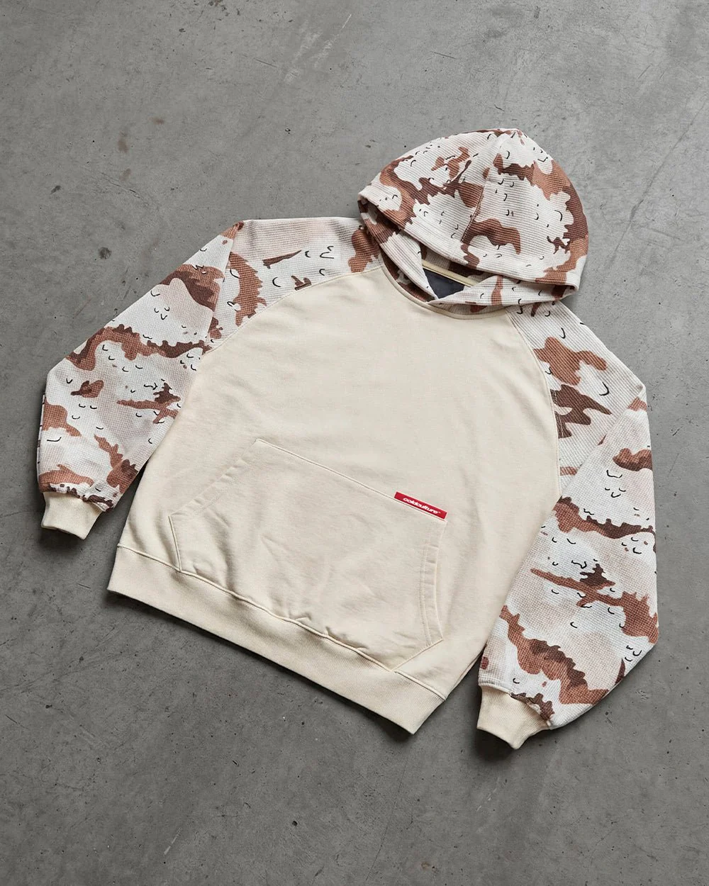 CHIPPED WAFFLE HOODIE BEIGE - Image 9