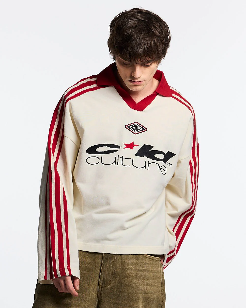 CLASSIC RAW POLO LONGSLEEVE CREAM - Image 2