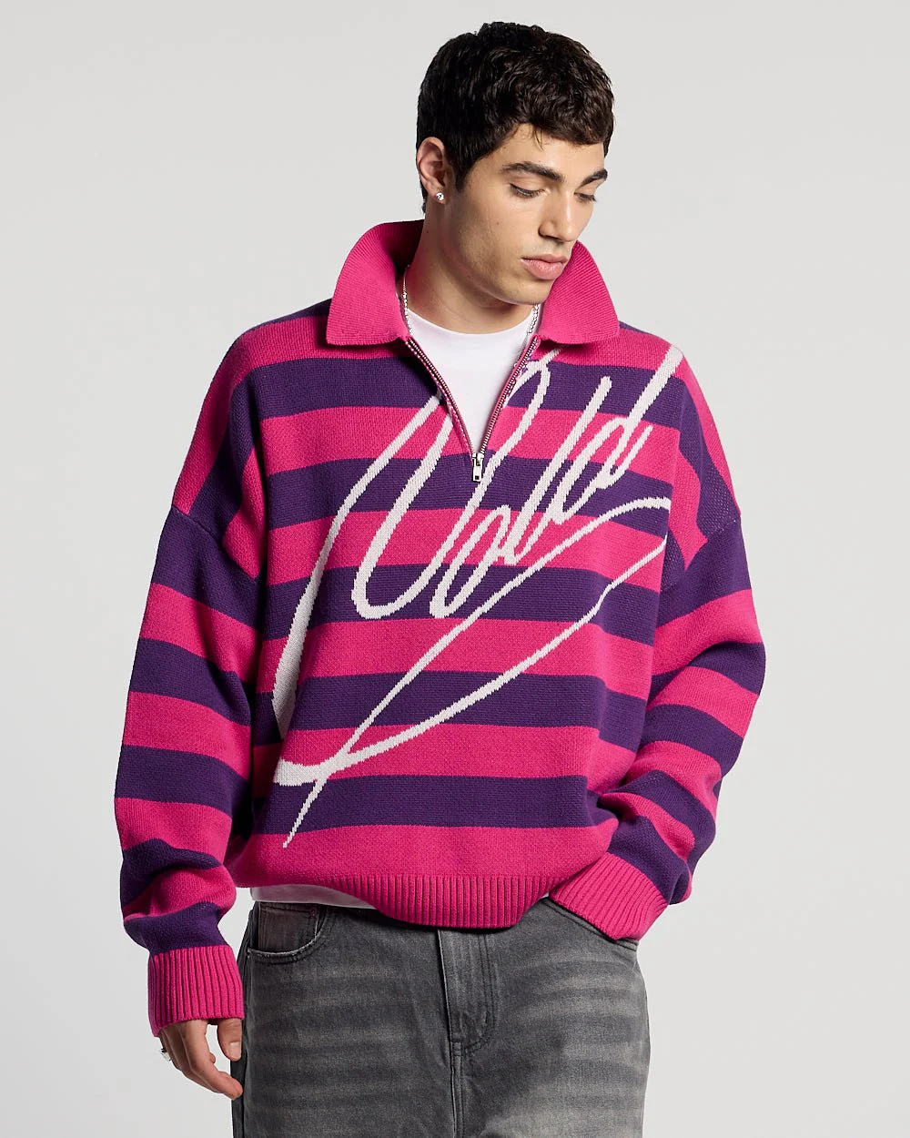 COLD BRICK POLO KNIT PURPLE & PINK - Image 3