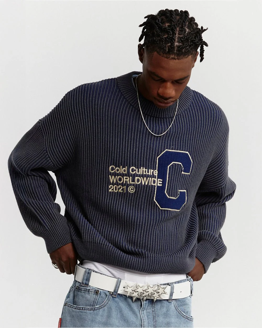 COLD UNIVERSITY KNIT DARK BLUE - Image 3