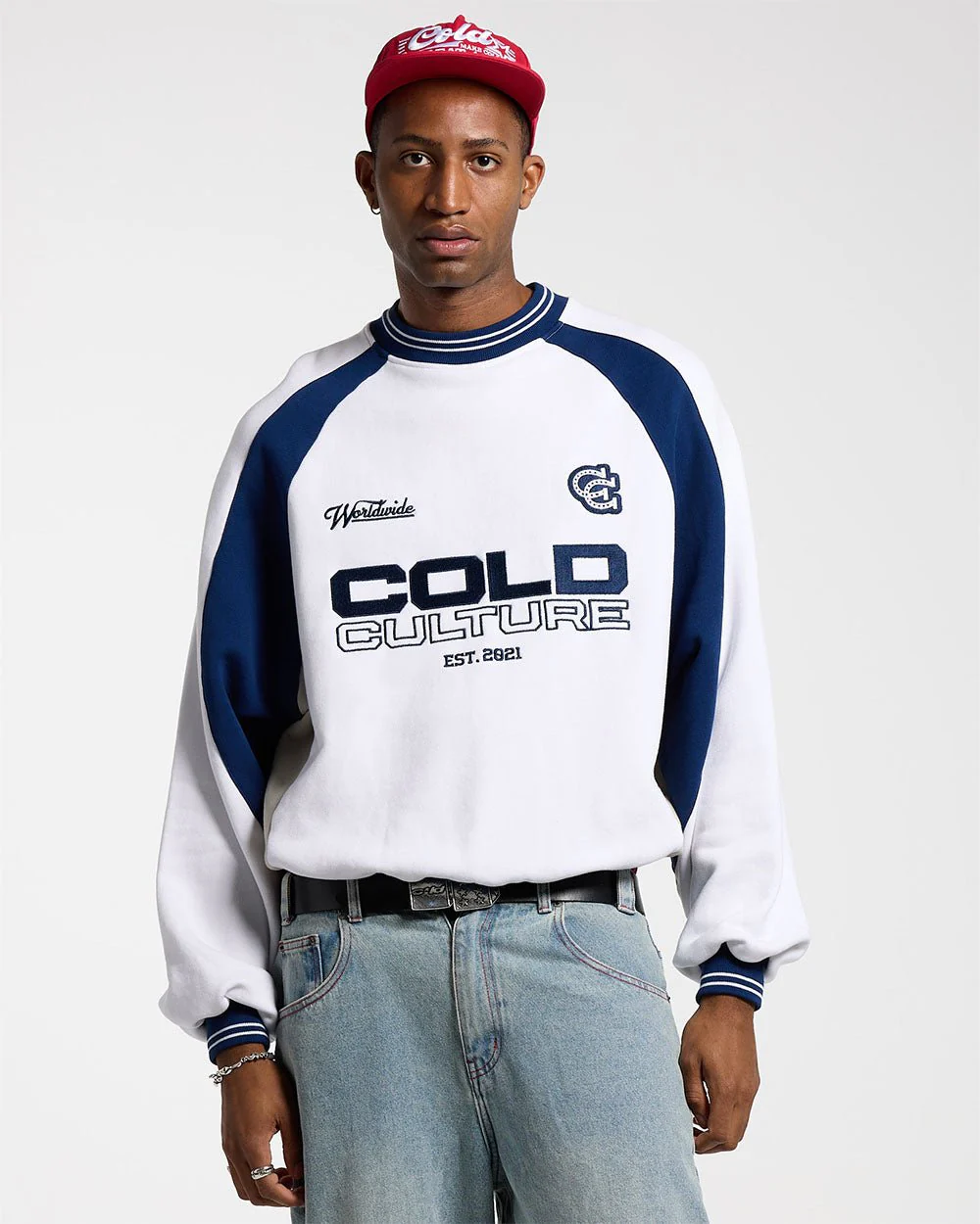COWBOY VARSITY CREWNECK WHITE/BLUE - Image 3