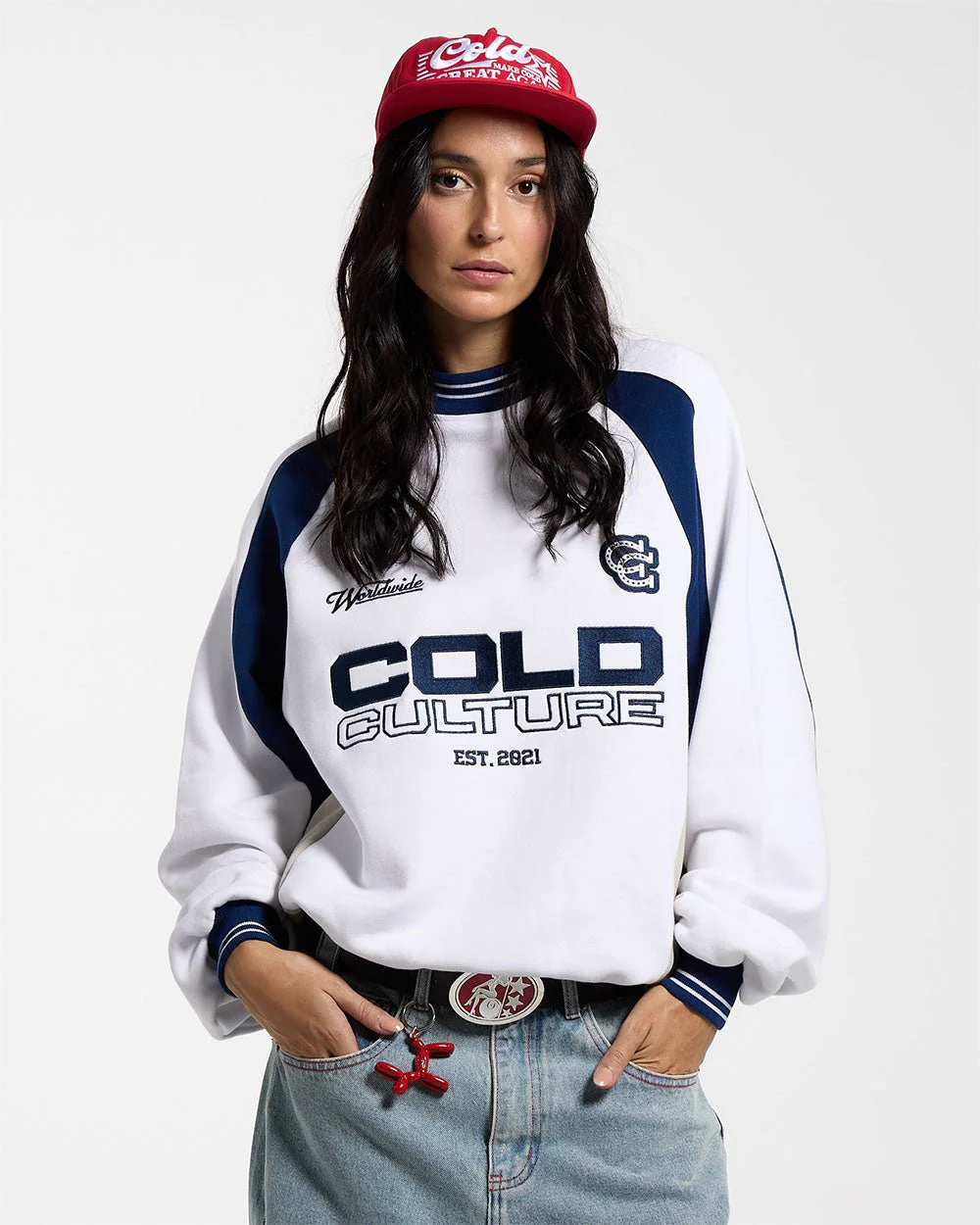 COWBOY VARSITY CREWNECK WHITE/BLUE - Image 5