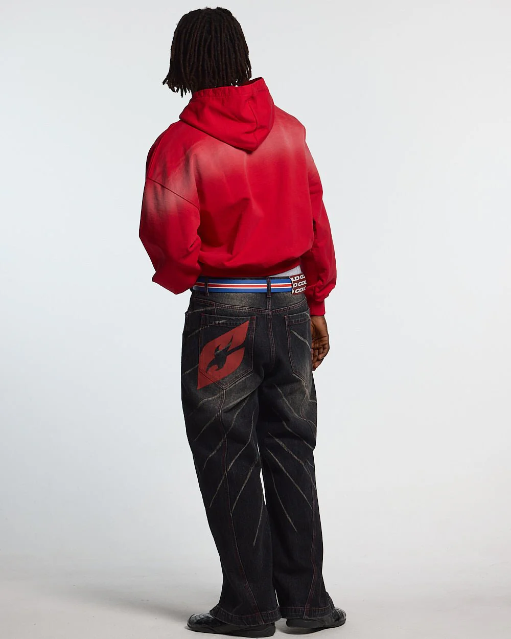 CROSSED SCRIPT HOODIE RED - Image 4