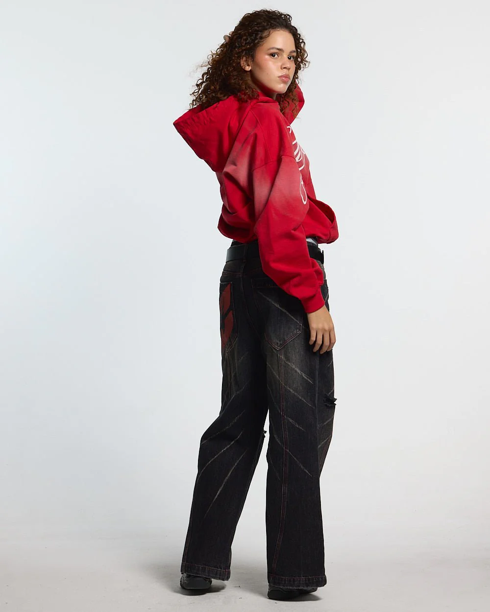 CROSSED SCRIPT HOODIE RED - Image 6