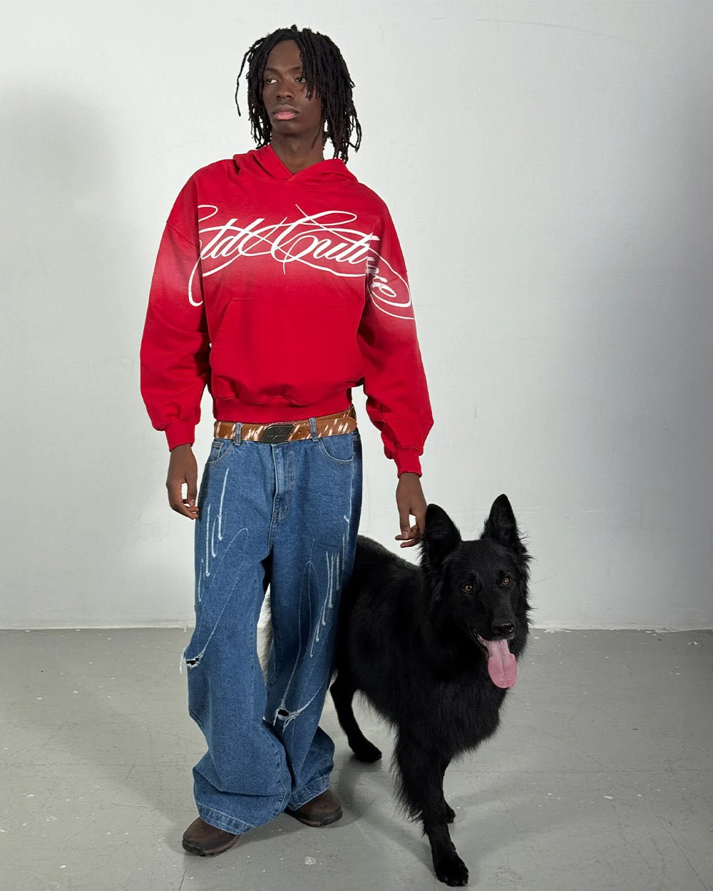 CROSSED SCRIPT HOODIE RED - Image 7