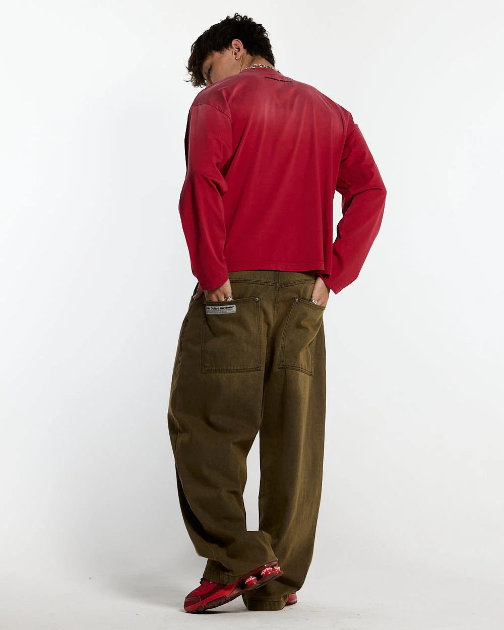 CROSSED SCRIPT LONGSLEEVE RED - Image 4