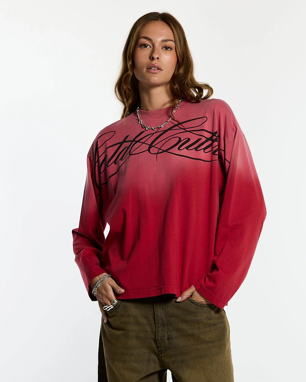 CROSSED SCRIPT LONGSLEEVE RED - Image 5