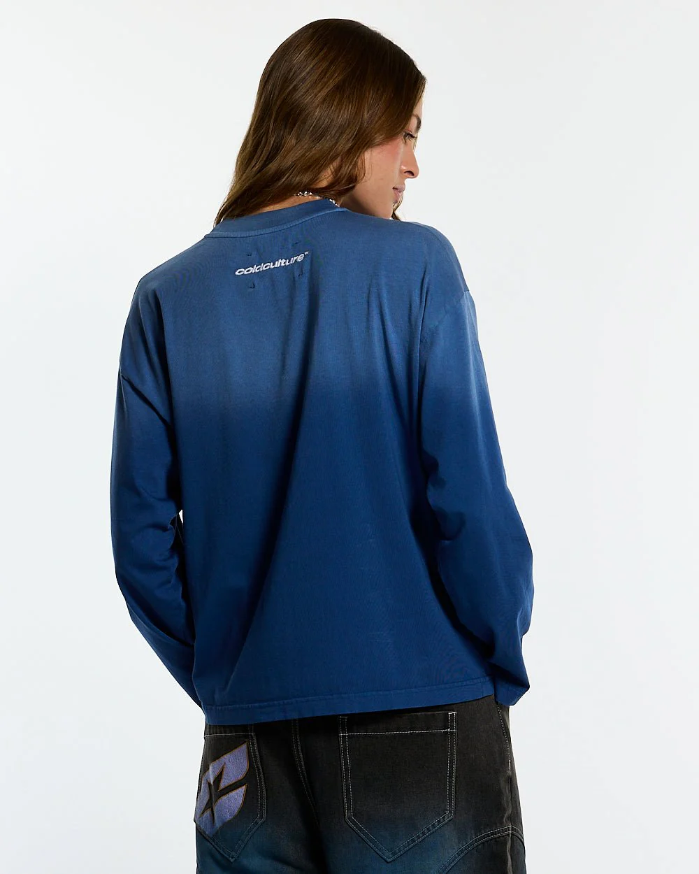 CROSSED SCRIPT LONGSLEEVE VIBRANT BLUE - Image 6