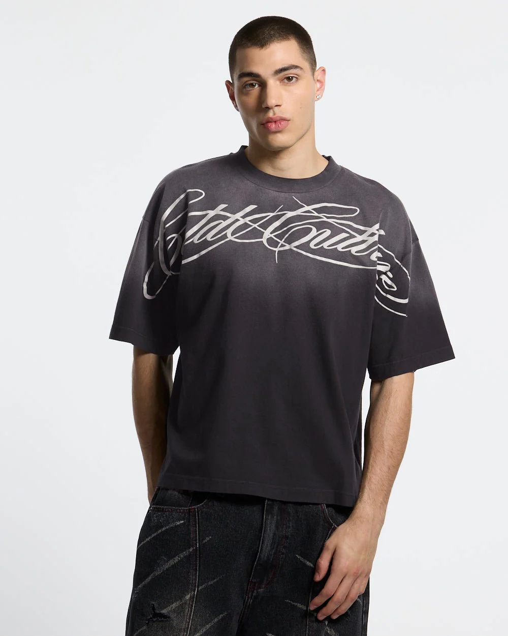 CROSSED SCRIPT TEE BLACK - Image 2