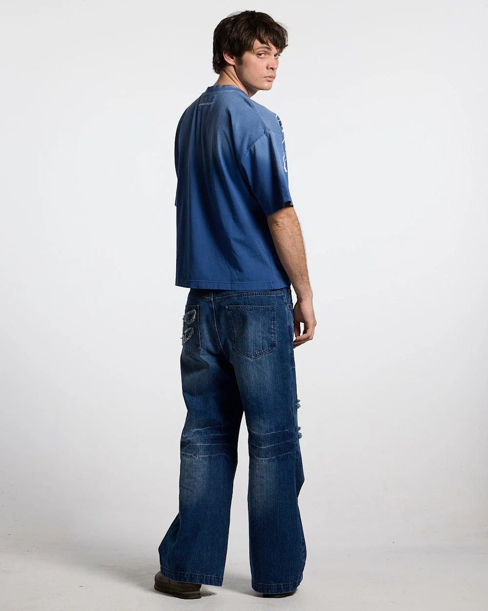 CROSSED SCRIPT TEE BLUE - Image 3