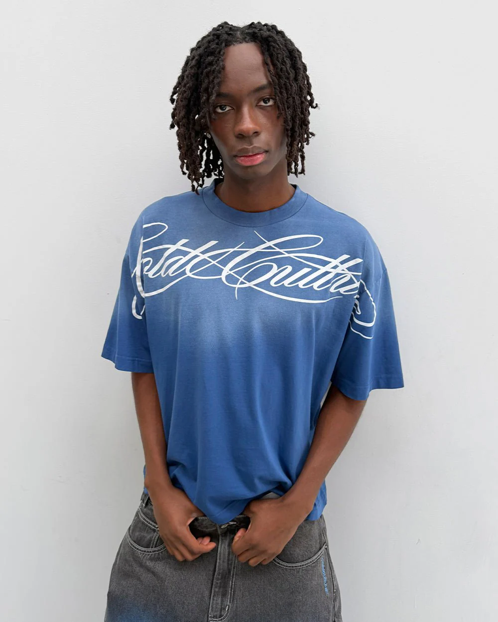 CROSSED SCRIPT TEE BLUE - Image 7