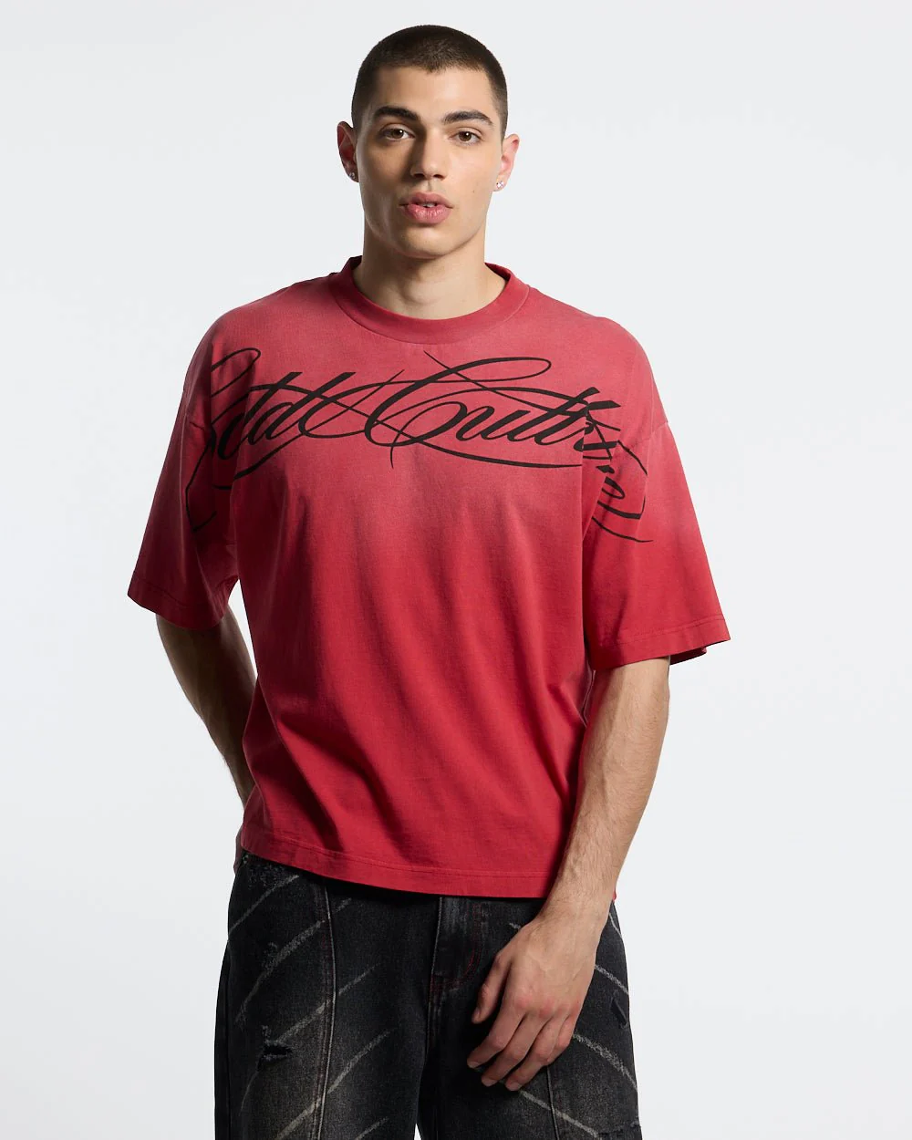 CROSSED SCRIPT TEE RED - Image 2