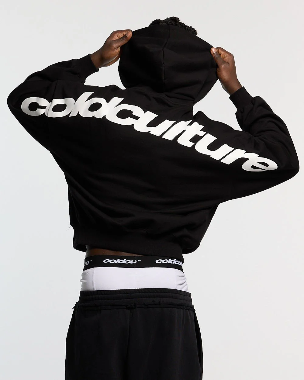 CURVED HOODIE BLACK AND WHITE - Image 2