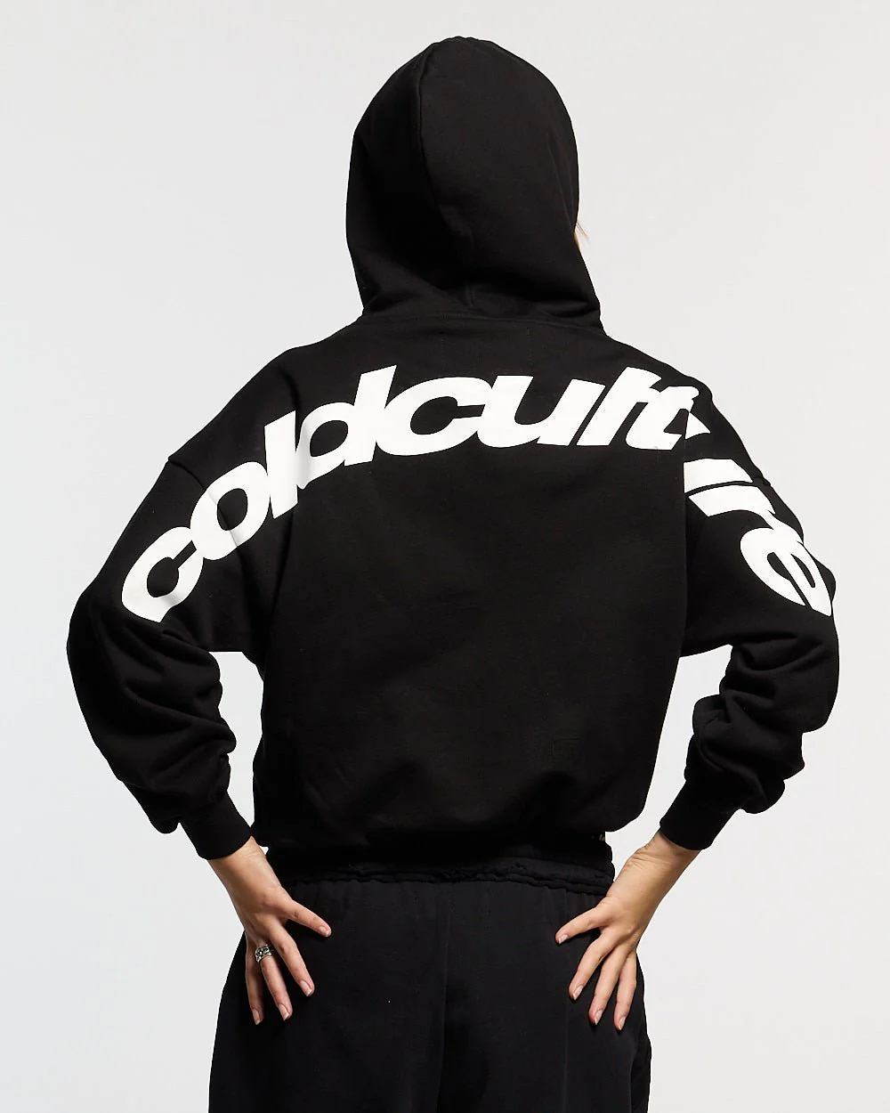CURVED HOODIE BLACK AND WHITE - Image 5