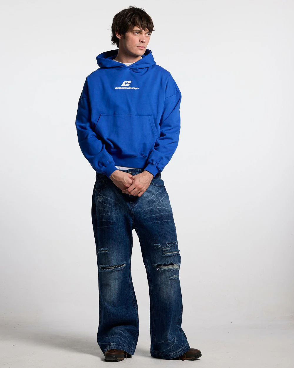CURVED HOODIE BLUE - Image 4