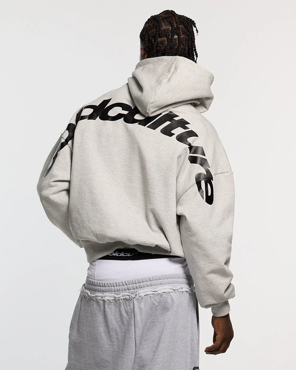 CURVED HOODIE HEATHER GREY - Image 2