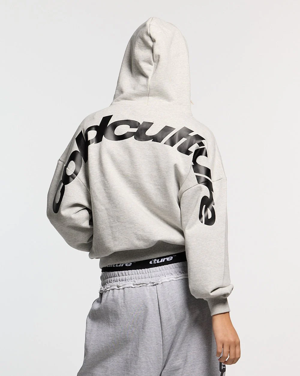 CURVED HOODIE HEATHER GREY - Image 5