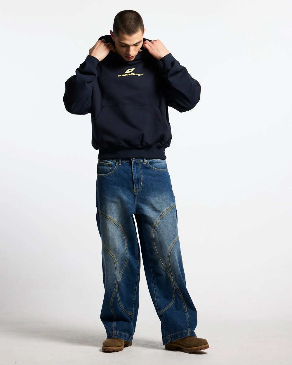 CURVED HOODIE MIDNIGHT BLUE - Image 4