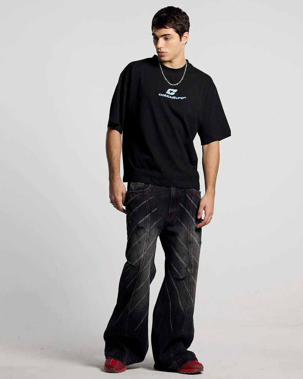 CURVED TEE BLACK & BLUE - Image 4