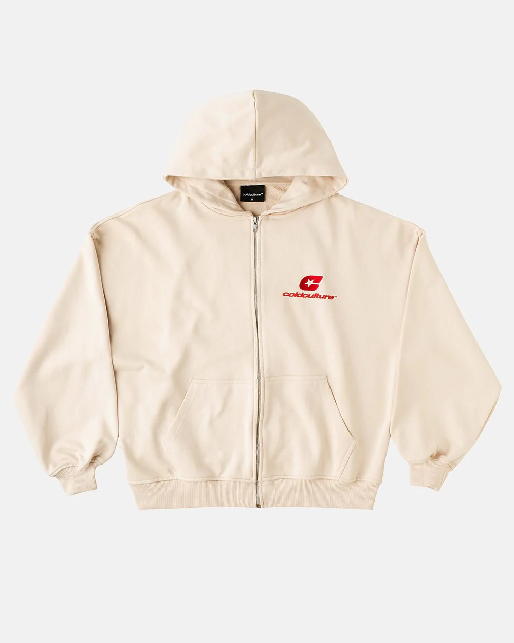CURVED ZIP HOODIE CREAM - Image 3