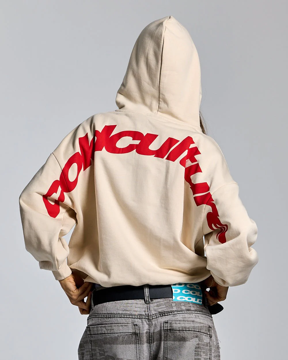 CURVED ZIP HOODIE CREAM - Image 6
