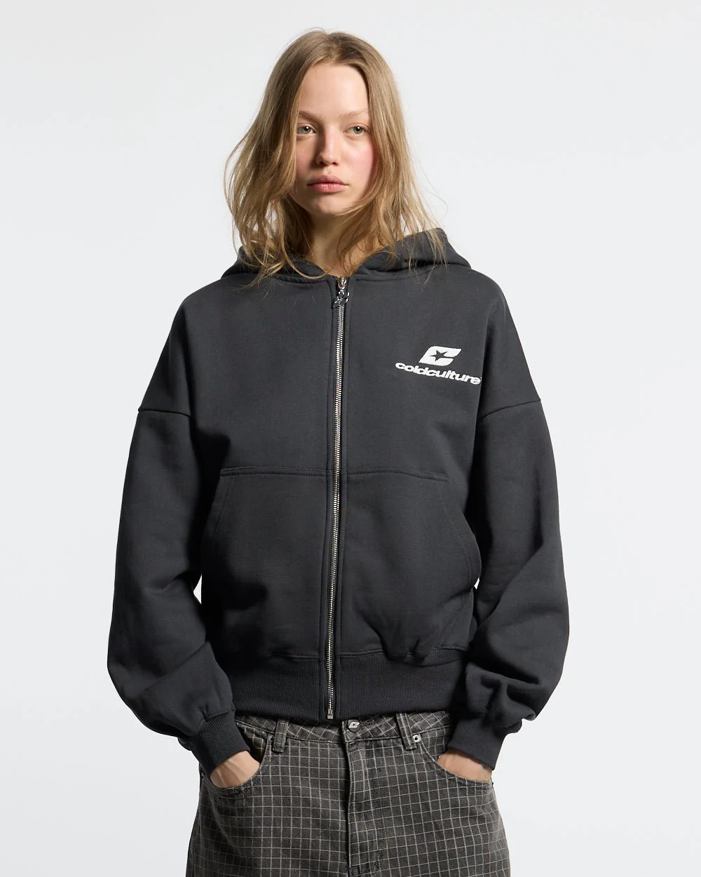 CURVED ZIP HOODIE INDIA INK - Image 5