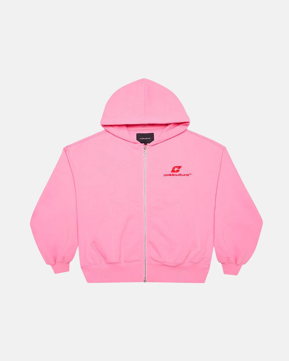 CURVED ZIP HOODIE PINK & RED - Image 3