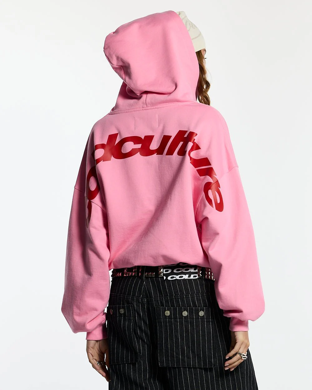 CURVED ZIP HOODIE PINK & RED - Image 5