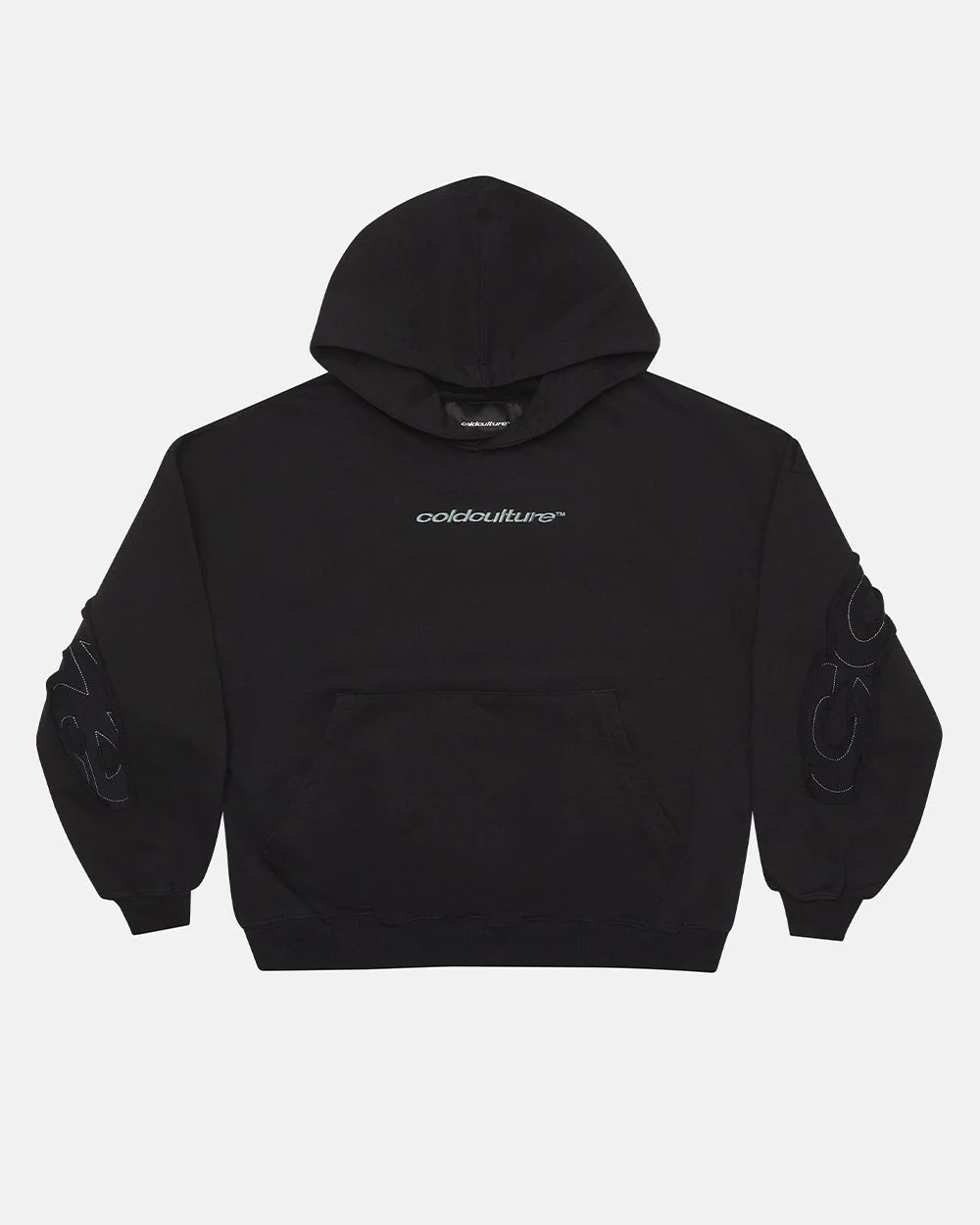 DISTRESS CURVED HOODIE BLACK - Image 3