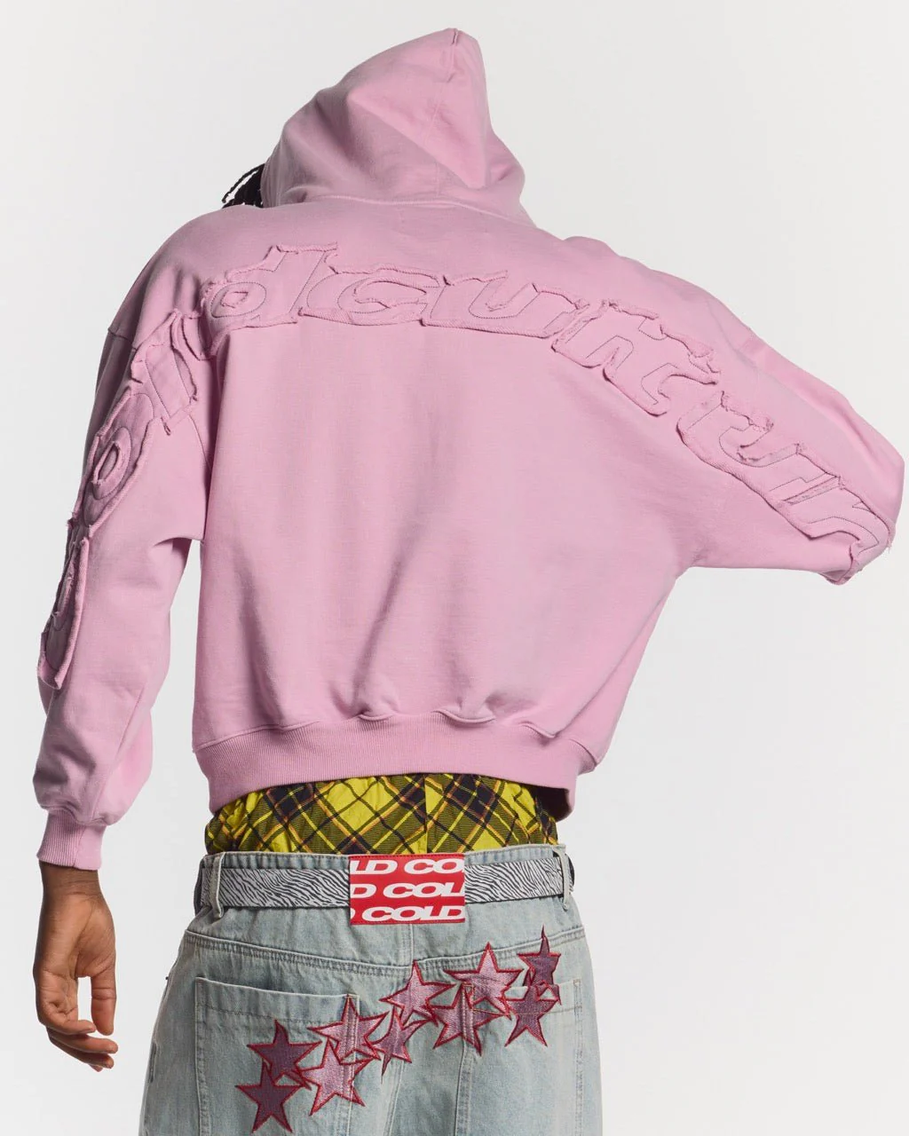 DISTRESS CURVED HOODIE PINK - Image 2
