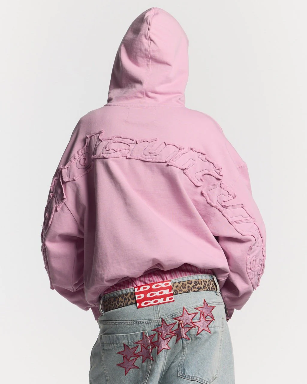 DISTRESS CURVED HOODIE PINK - Image 5