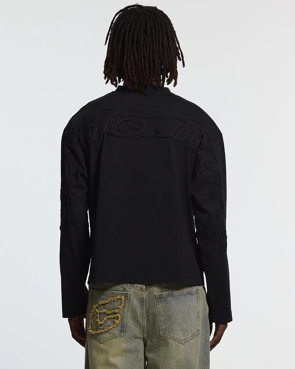 DISTRESS CURVED LONGSLEEVE BLACK - Image 3