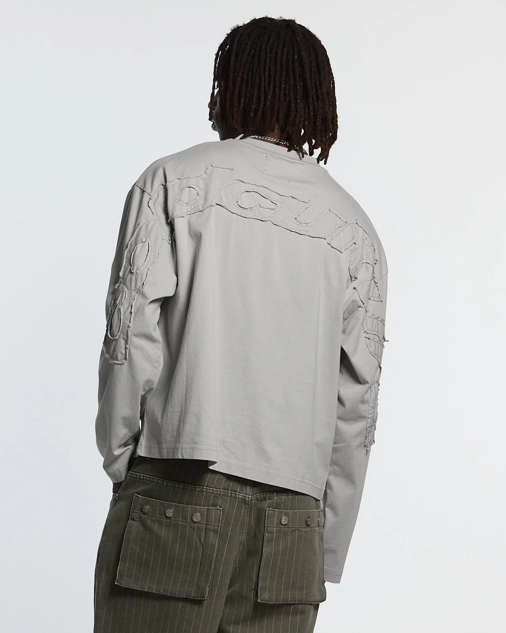DISTRESS CURVED LONGSLEEVE GREY - Image 3