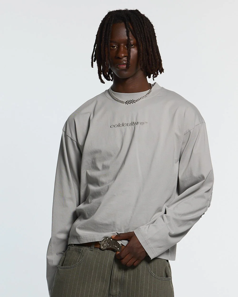 DISTRESS CURVED LONGSLEEVE GREY - Image 4
