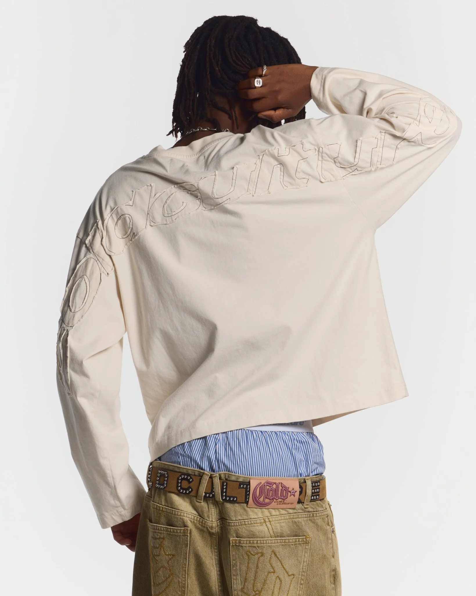 DISTRESS CURVED LONGSLEEVE LIGHT GREY - Image 2