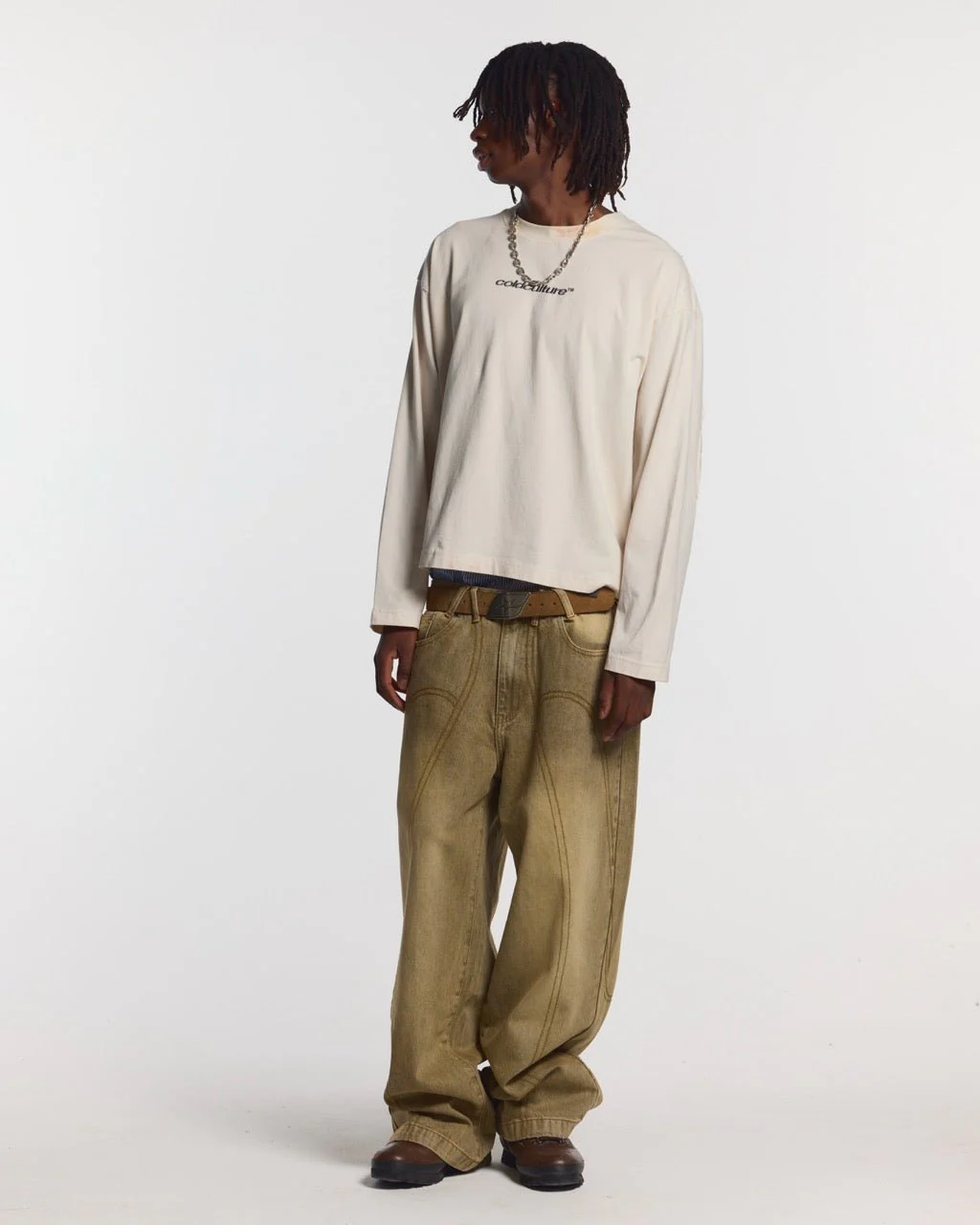 DISTRESS CURVED LONGSLEEVE LIGHT GREY - Image 4