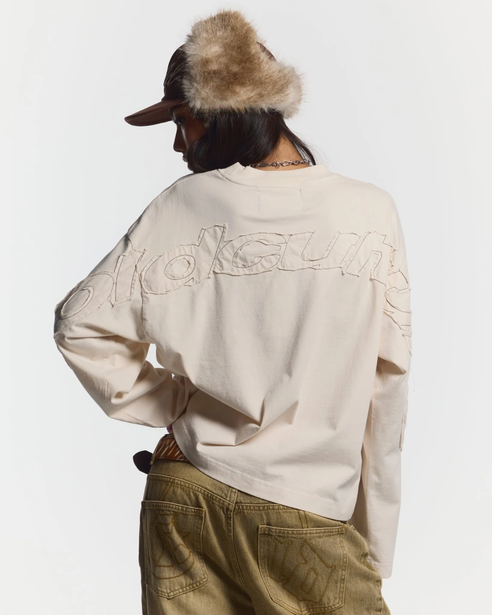 DISTRESS CURVED LONGSLEEVE LIGHT GREY - Image 5